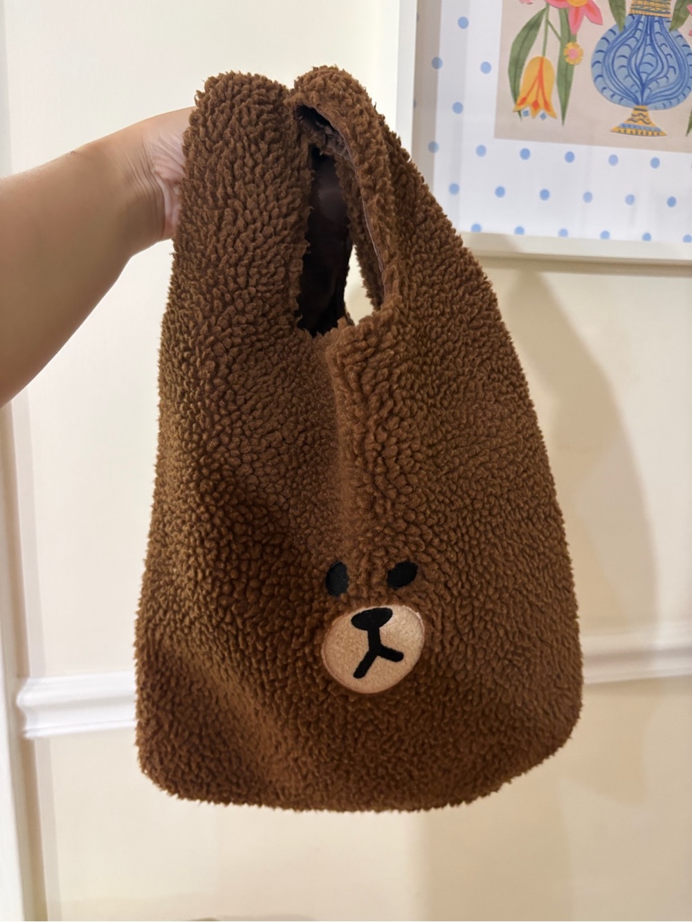 Brown Teddy Bear Plush Tote Bag